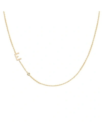 Zoe Lev 14k Gold Asymmetrical Initial And Bezel Necklace In Gold-e
