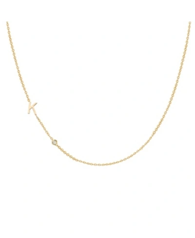 Zoe Lev 14k Gold Asymmetrical Initial And Bezel Necklace In Gold-k