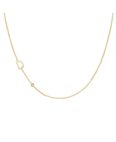 Zoe Lev 14k Gold Asymmetrical Initial And Bezel Necklace In Gold-d