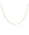 ZOE LEV 14K GOLD ASYMMETRICAL INITIAL AND BEZEL NECKLACE