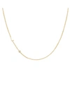 ZOE LEV 14K GOLD ASYMMETRICAL INITIAL AND BEZEL NECKLACE