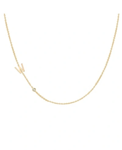 Zoe Lev 14k Gold Asymmetrical Initial And Bezel Necklace In Gold-w