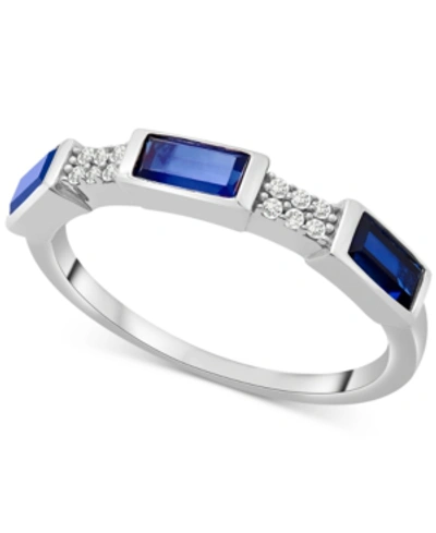 Macy's Lab-created Blue Sapphire (7/8 Ct. T.w.) & Diamond (1/20 Ct. T.w.) Ring In Sterling Silver (also In