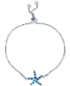 Macy's Lab-created Blue Opal Starfish Bolo Bracelet In Sterling Silver In Blue Opal