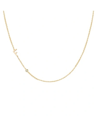 Zoe Lev 14k Gold Asymmetrical Initial And Bezel Necklace In Gold-f
