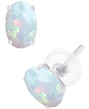 Macy's Lab-created Opal Heart Stud Earrings (3/8 Ct. T.w.) In Sterling Silver In Sterling Silver