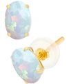 Macy's Lab-created Opal Heart Stud Earrings (3/8 Ct. T.w.) In Sterling Silver In Yellow Gold
