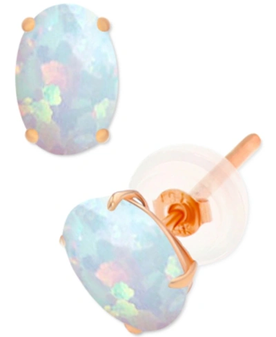 Macy's Lab-created Opal Stud Earrings (3/8 Ct. T.w.) In Sterling Silver In Gold