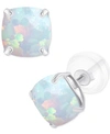 Macy's Lab-grown Opal Stud Earrings (3/4 Ct. T.w.) In Sterling Silver In Sterling Silver