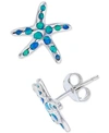 Macy's Lab-created Blue Opal Starfish Stud Earrings In Sterling Silver In Blue Opal
