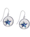 Macy's Lab-created Blue Opal & Mother-of-pearl Inlay Starfish Drop Earrings In Sterling Silver In Blue Opal