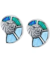 Macy's Lab-created Blue Opal & Larimar Shell Stud Earrings In Sterling Silver In Sterling Silver