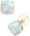 Macy's Lab-grown Opal Heart Stud Earrings (3/8 Ct. T.w.) In Sterling Silver In Yellow Gold