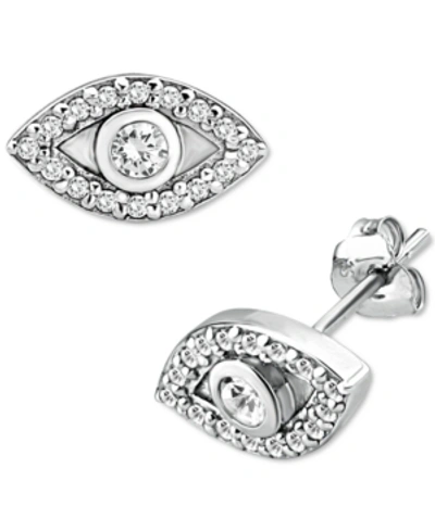 Giani Bernini Cubic Zirconia Evil Eye Stud Earrings In Sterling Silver, Created For Macy's