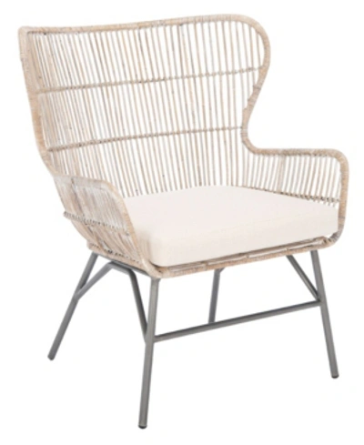 Safavieh Couture Lenu Rattan Accent Chair With Cushion In Grey
