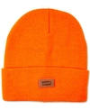 Levi's All Season Comfy Leather Logo Patch Hero Beanie In Neon Orange