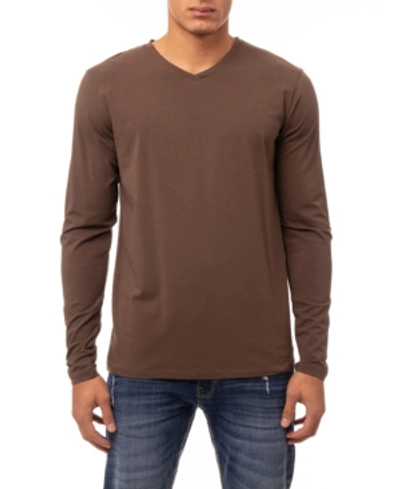 X-ray Men's Soft Stretch V-neck Long Sleeve T-shirt In Army Green