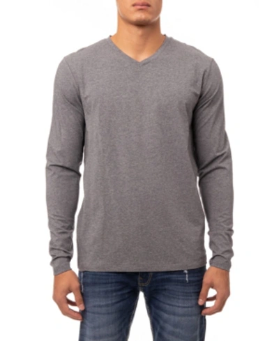 X-ray Men's Soft Stretch V-neck Long Sleeve T-shirt In Charcoal Heather