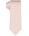 Calvin Klein Men's Slim Double Thread Dot Grid Silk Tie In Coral