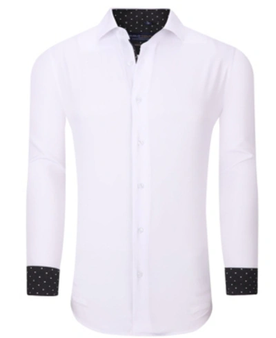 Azaro Uomo Men's Solid Slim Fit Wrinkle Free Stretch Dress Shirt In White