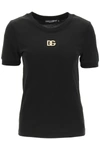 Dolce & Gabbana Black T-shirt With Logo Decorated With Crystals On The Front In Nero (black)