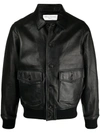 OFFICINE GENERALE BUTTON-UP LEATHER JACKET