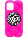 Dolce & Gabbana Dg Logo Quilted Iphone 12 Pro Rubber Case In Pink