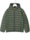 Save The Duck Logo-patch Hooded Quilted Jacket In Green