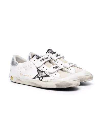 Golden Goose Teen Superstar Distressed Trainers In White