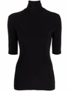 Norma Kamali Roll-neck Knitted Top In Black