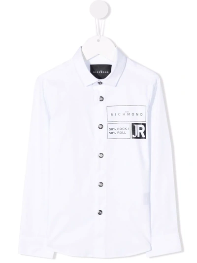 John Richmond Junior Kids' Logo-print Cotton Shirt In White