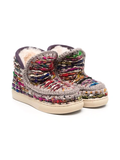 Mou Kids' Eskimo Sheepskin Boots In Purple