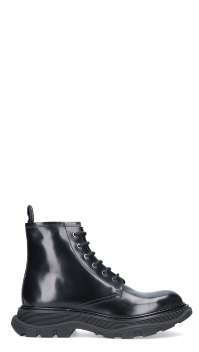 Alexander Mcqueen Tread Sole Ankle Boots In Black