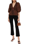 Ganni Floral-print Organic Cotton-poplin Wrap Top In Animal Print