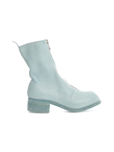 Guidi Lined Front Zip Ankle Boot In T Light Blue