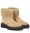 Proenza Schouler Shearling-trimmed Suede Ankle Boots In 米色