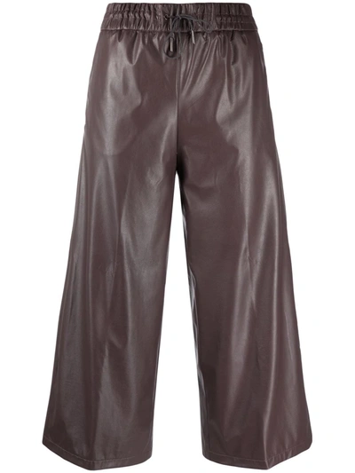 Fabiana Filippi Elastic Waist Cropped Trousers In Braun