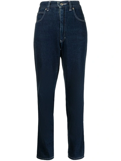 Pre-owned Fendi High-waisted Slim-legged Jeans In Blue