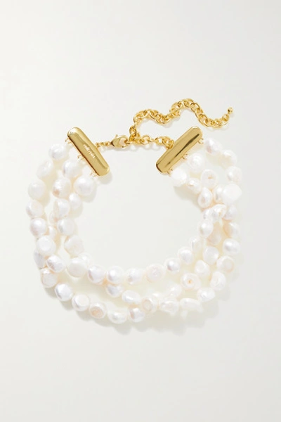 Cult Gaia Nora Gold-tone Pearl Choker In Ivory
