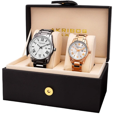 Akribos Xxiv His & Hers Watch Set P50175 In White