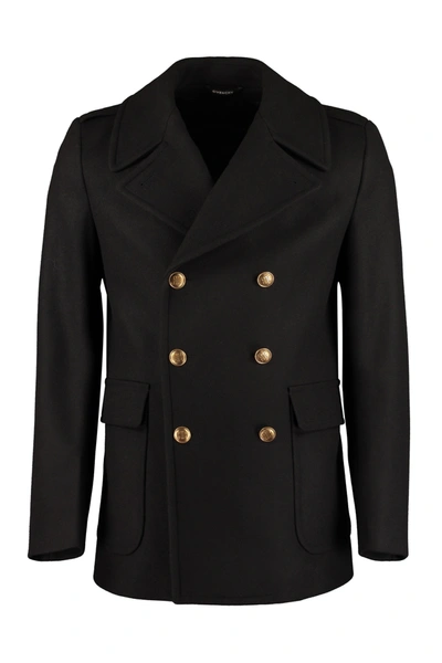 Givenchy Double Breasted Coat In Black