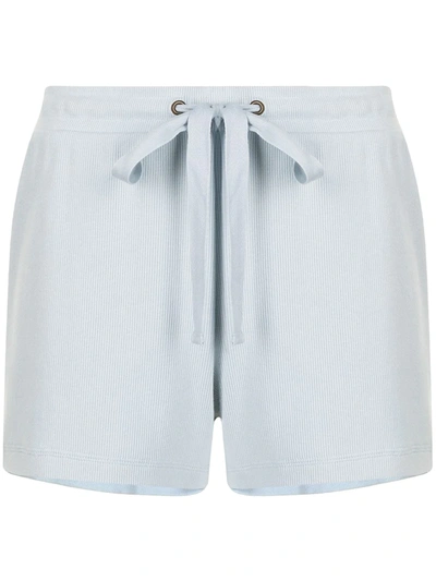 The Upside Ezi Ribbed Cotton Drawstring Shorts In Blue