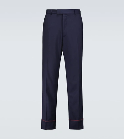 Gucci Straight-fit Wool-blend Pants In Blue
