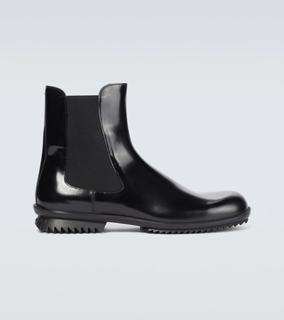Maison Margiela Grey Leather Chelsea Boots In Black