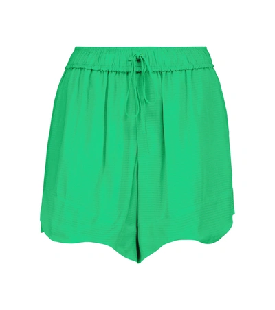 Ganni Green Ripstop Drawstring Shorts