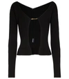 Jacquemus 'la Maille Pralu Longue' Black Ribbed Cardigan With Logo Charm Woman In Black