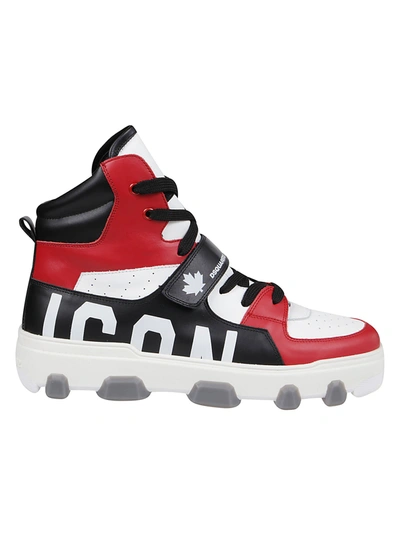 Dsquared2 Icon Colour-block High-top Sneakers In Red