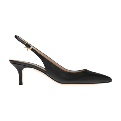 Gianvito Rossi Ribbon Sling 55 Leather Slingback Pumps In Black