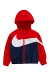 Nike Kids' Swoosh Windrunner Water Resistant Hooded Jacket In Midnight