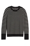 Halogen ® Crewneck Cashmere Sweater In Black- Ivory Stripe